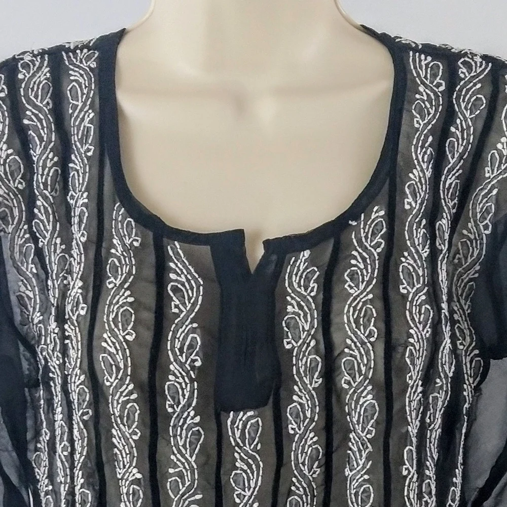 Black Sheer Embroidered Dress